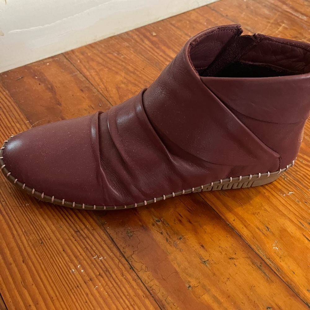 Spring Step Bordeaux Leather Ankle Boots